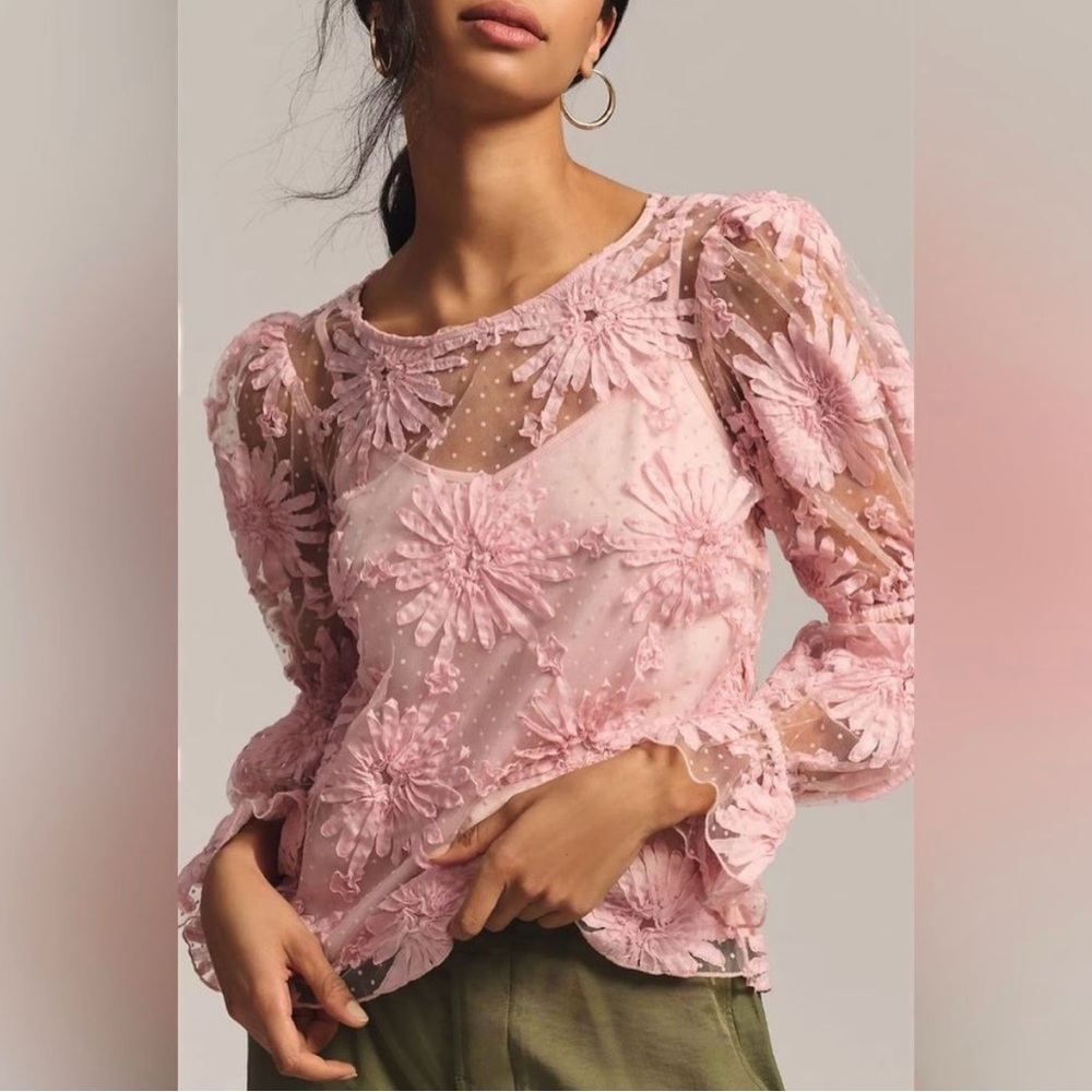 Anthropologie EVA FRANCO LACE FLORAL BLOUSE